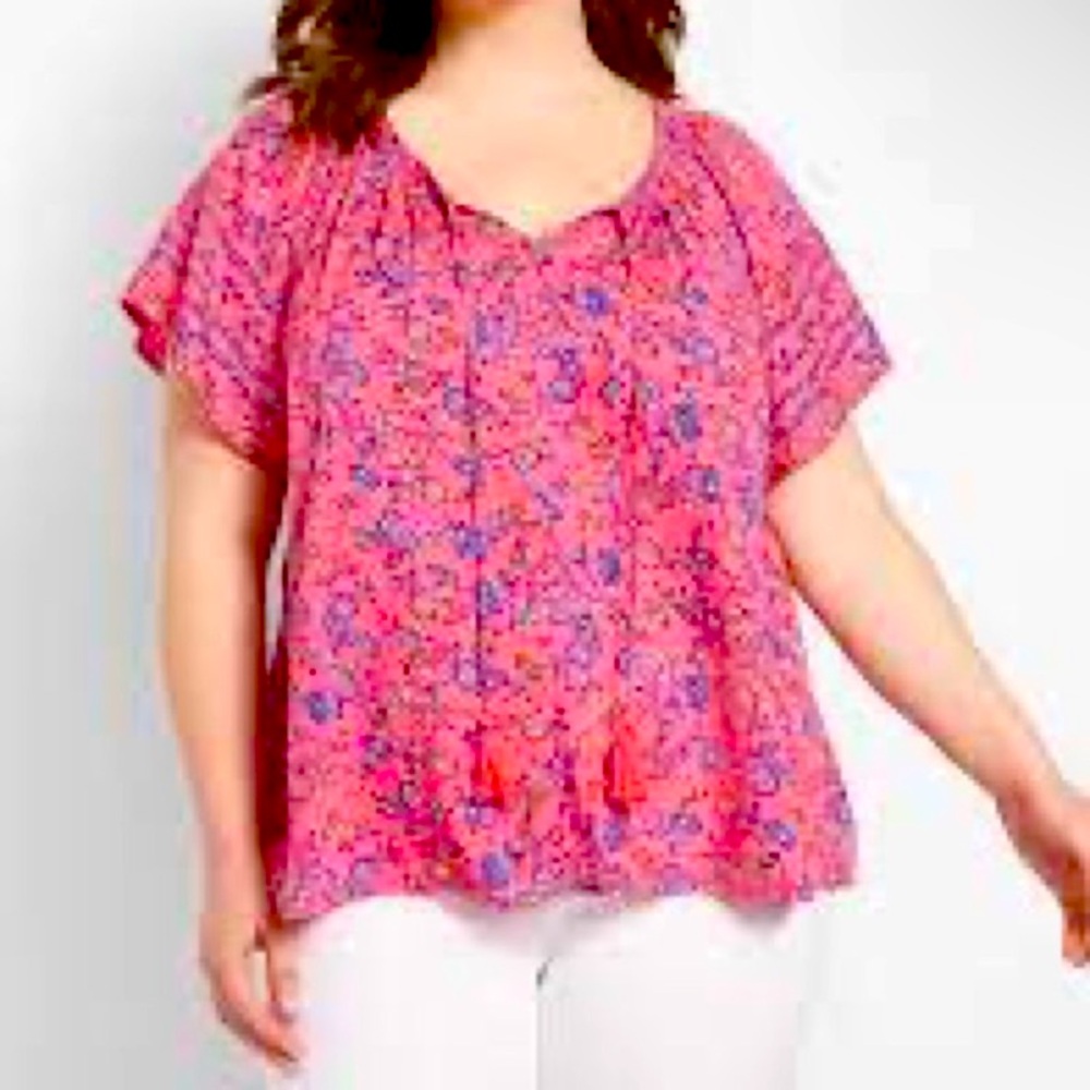 Lane Bryant Floral Pink Blouse - 18/20